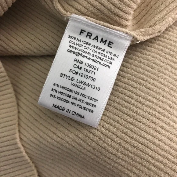 Frame Rib-Knit V-Neck Top-Vanilla-size L - Picture 6 of 8